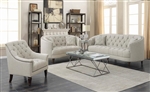 Avonlea Loveseat in Tufted Grey Linen Like Fabric by Coaster - 505642