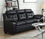 Finley Sofa in Black Leatherette Upholstery by Coaster - 506551