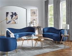 Sophia 2 Piece Sofa Set in Blue Velvet by Coaster - 506861-S