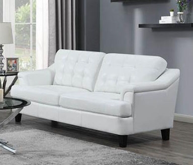 Freeport Sofa in Snow White Leatherette Upholstery by Coaster - 508634