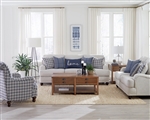 Glenn 2 Piece Sofa Set in Light Grey and Blue Linen-Like Fabric by Coaster - 511091-S