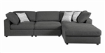 Serene 4 Piece Sectional in Charcoal Linen Blend Fabric by Coaster - 551324-04