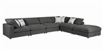 Serene 6 Piece Sectional in Charcoal Linen Blend Fabric by Coaster - 551324-06