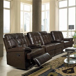 Grace 6 Piece Brown Leather Theater Seating by Coaster - 600137-6