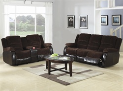 Johanna Chocolate Corduroy 2 Piece Reclining Sofa, Loveseat Set by Coaster - 600363-S