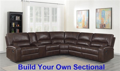 Brunson BUILD YOUR OWN Reclining Sectional in Brown Performance Leatherette by Coaster - 600440-BYO