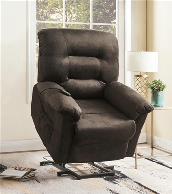 Power Lift Recliner in Chocolate Brown Performance Textured Velvet Upholstery by Coaster - 601026