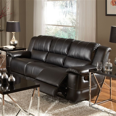 Lee Reclining Sofa in Black Leather Upholstery by Coaster - 601061