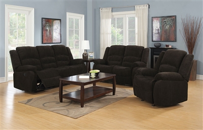 Gordon 2 Piece Reclining Sofa Set in Dark Brown Chenille Upholstery by Coaster - 601461-S