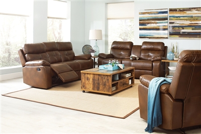 Damiano 2 Piece Reclining Sofa Set in Brown Leatherette Upholstery by Coaster - 601691-S