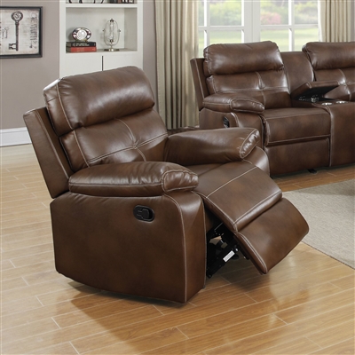 Damiano Recliner in Brown Leatherette Upholstery by Coaster - 601693