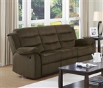 Rodman Reclining Sofa in Chocolate Velvet Upholstery by Coaster - 601881