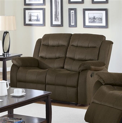 Rodman Reclining Loveseat in Chocolate Velvet Upholstery by Coaster - 601882