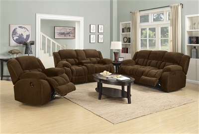 Weissman 2 Piece Reclining Sofa Set in Chocolate Brown Padded Textured Fleece by Coaster - 601924-S