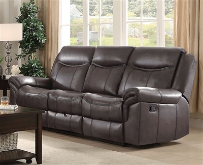 Sawyer Reclining Sofa in Brown Leatherette Upholstery by Coaster - 602331