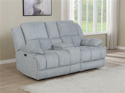 Belize Reclining Console Loveseat in Gray Performance Fabric by Coaster - 602562
