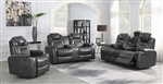 Korbach 2 Piece Power Reclining Living Room Set in Charcoal Performance Leatherette by Coaster - 603414PP-S2