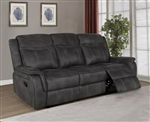 Lawrence Reclining Sofa in Charcoal Performance Coated Microfiber by Coaster - 603504