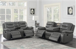 Flamenco 2 Piece Power Reclining Living Room Set in Charcoal Breathable Performance Leatherette by Coaster - 610204P-SET