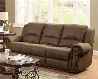 Sir Rawlinson Reclining Sofa in Brown Microfiber by Coaster - 650151