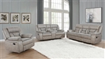 Greer 2 Piece Reclining Sofa Set in Taupe Performance Leatherette Upholstery by Coaster - 651351-S