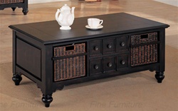 Occasional Coffee Table in Black Finish with Storage Basket by Coaster - 700478