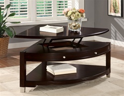 Pie Shape Cocktail Table in Rich Dark Brown Walnut Finish by Coaster - 701196