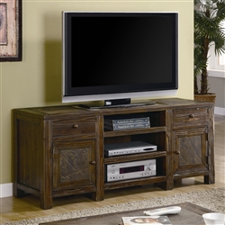 60 Inch TV Stand in Distressed Brown Oak Finish by Coaster - 701372