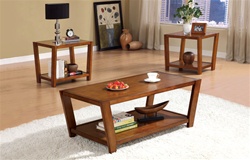 3 Piece Occasional Table Set in Warm Rich Brown Finish by Coaster - 701513