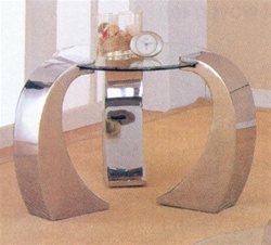 Beveled Kidney Occasional Glass End Table With Chrome Plated Legs by Coaster - 720057