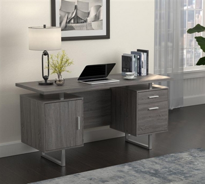 Lawtey Floating Top Office Desk in Weathered Grey Finish by Coaster - 800521