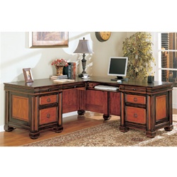 Home Office L-Shaped Executive Desk in Dark Two Tone Finish by Coaster - 800691