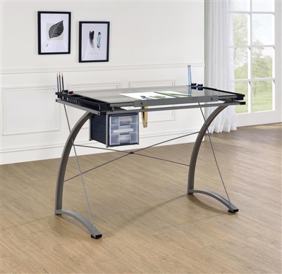 Artist Drafting Table Desk in Dark Grey Finish by Coaster - 800986