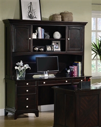 Garson Home Office Executive Credenza and Hutch in Rich Cappuccino Finish by Coaster - 801013DH