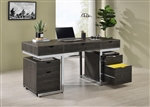 Noorvik 3 Piece Writing Desk in Dark Oak and Chrome Finish by Coaster - 881571-S3