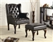 Black Vinyl Accent Chair and Ottoman by Coaster - 900262