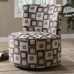 Retro Square Pattern Fabric Accent Seating Round Swivel Chair by Coaster - 902001