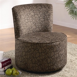 Fun Swirly Design Fabric Accent Seating Round Swivel Chair by Coaster - 902003