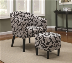 Black and White Floral Fabric Accent Chair by Coaster - 902062