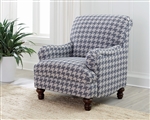 Glenn Accent Chair in Houndstooth Light Grey and Blue Linen-Like Fabric by Coaster - 903093