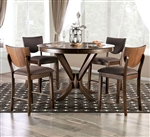 Marina 5 Piece Counter Height Round Table Dining Set in Walnut Finish by Furniture of America - FOA-3787RPT