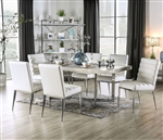 Sindy 7 Piece Dining Room Set in Light Gray/Chrome Finish by Furniture of America - FOA-3798T