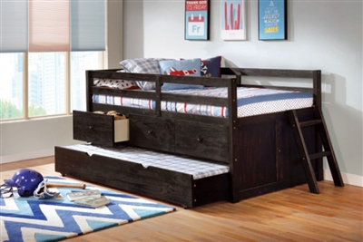 Anisa Twin Loft Bed in Wire-Brushed Black Finish by Furniture of America - FOA-BK651BK