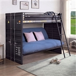 Lafray Twin/Futon Base Bunk Bed in Black Finish by Furniture of America - FOA-BK652BK