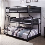 Lodida Full/Twin/Queen Bunk Bed in Black Finish by Furniture of America - FOA-BK653