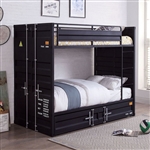 Estonne Twin/Twin Bunk Bed in Black Finish by Furniture of America - FOA-BK654BK