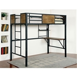 Clapton Twin/Workstation Bunk Bed in Black Finish by Furniture of America - FOA-CM-BK029TD