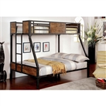 Clapton Twin/Full Bunk Bed in Black Finish by Furniture of America - FOA-CM-BK029TF