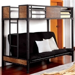 Clapton Twin/Futon Base Bunk Bed in Black Finish by Furniture of America - FOA-CM-BK029TS