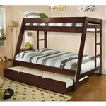 Arizona Twin/Full Bunk Bed in Dark Walnut Finish by Furniture of America - FOA-CM-BK358EXP